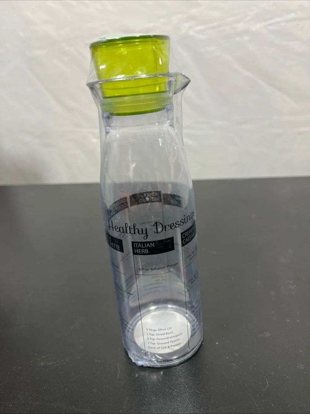 Healthy Dressing Glass Salad Dressing Bottle with Lime Green Lid